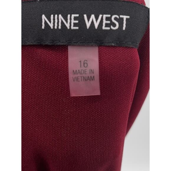 H9 Nine West Burgundy Beaded Maxi Dress Womens 16 Formal Chiffon Gown - Picture 7 of 7